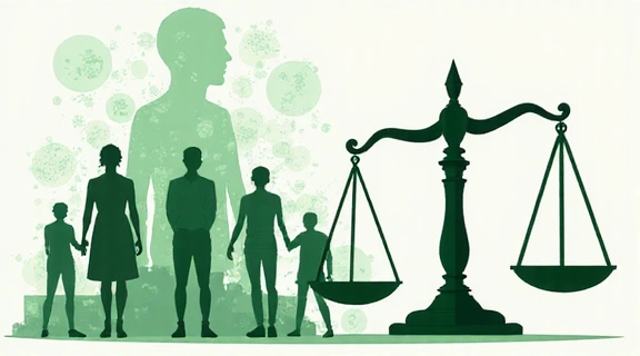 Ethical AI concepts with scales of justice and transparent data