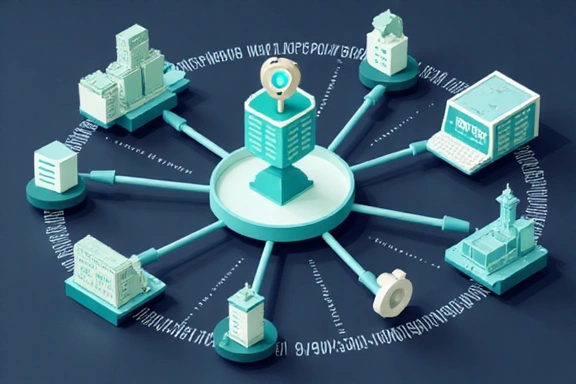 Illustration of secure data sharing with lock icons and encrypted connections