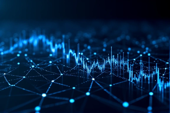 Abstract visual of an optimized trading algorithm flow, neon blue on black