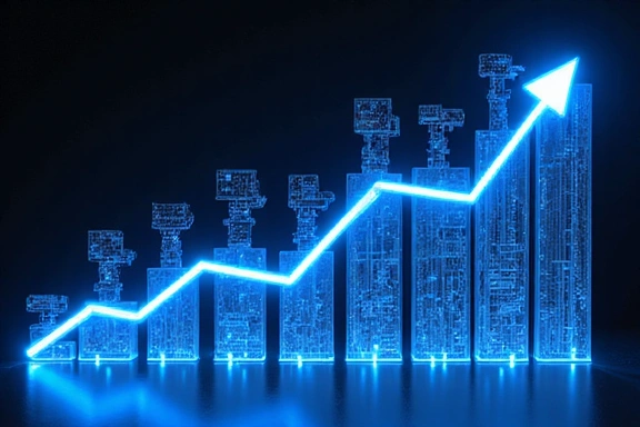 Abstract visual of a diversified financial portfolio with growth curves, neon blue