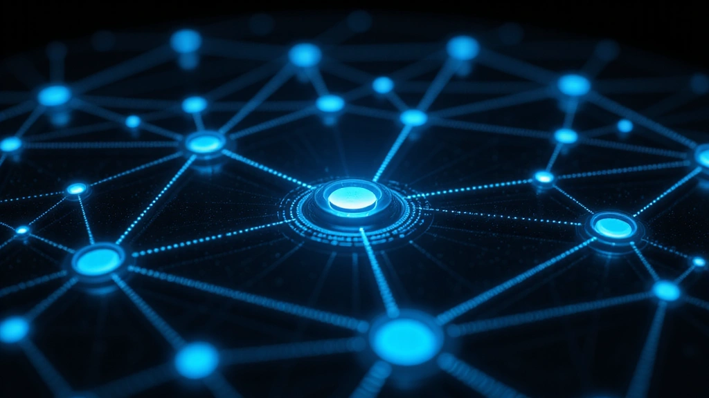 Abstract representation of interconnected financial data points, neon blue on black